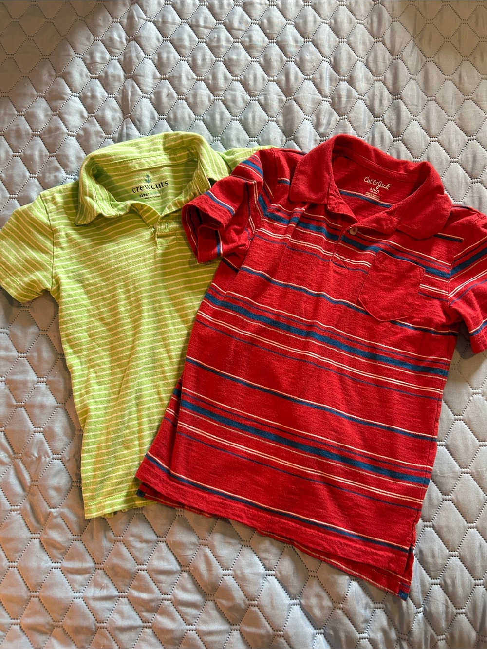 Cat & Jack Red Striped Polo with Lime Green Stripe Polo Set
